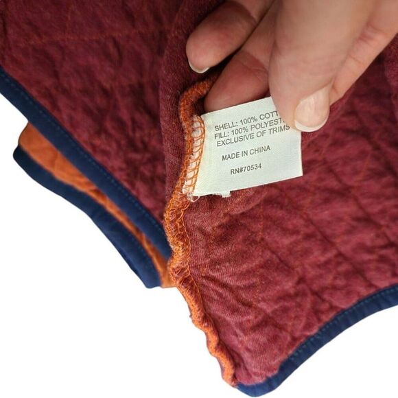 Orvis Quilted Pullover Sweatshirt 1/4 Button Mens Size XL Orange - Picture 8 of 8